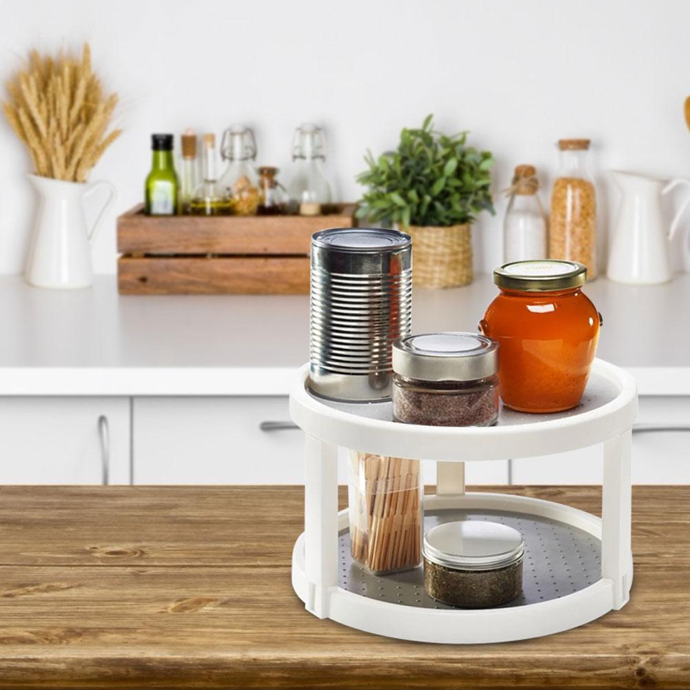 Rotating double-layer desktop storage rack