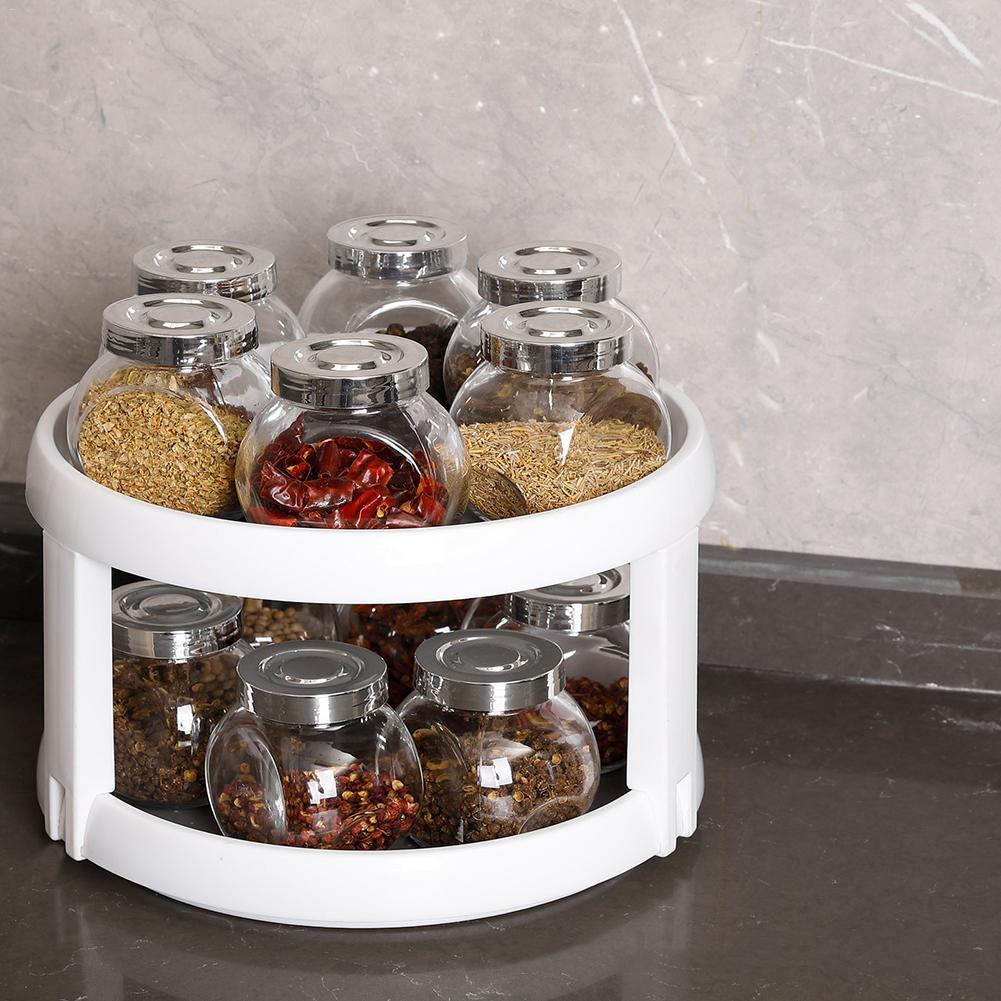 Rotating double-layer desktop storage rack