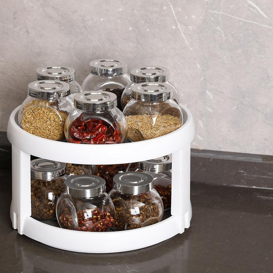 Rotating double-layer desktop storage rack