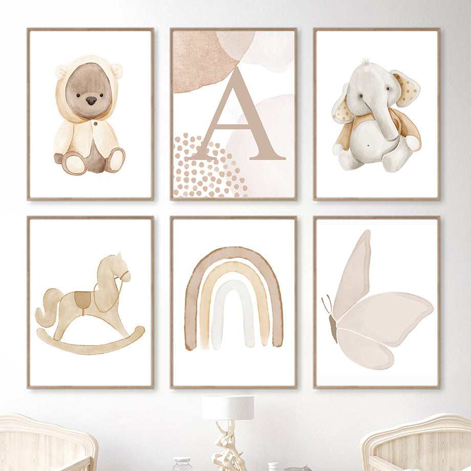 Elephant Butterfly Rainbow Wall Art Printing