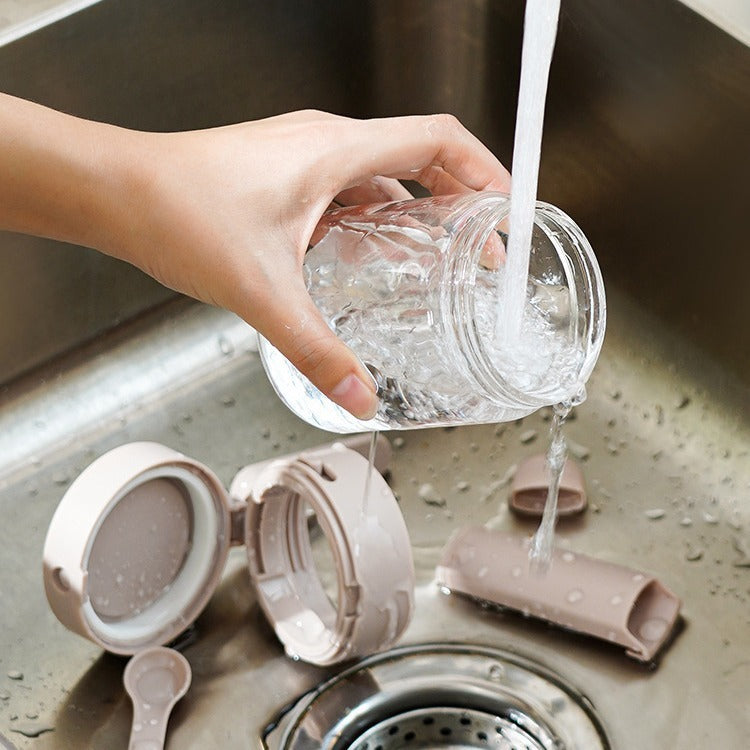 Seasoning Jars With Lids And Measuring Spoon