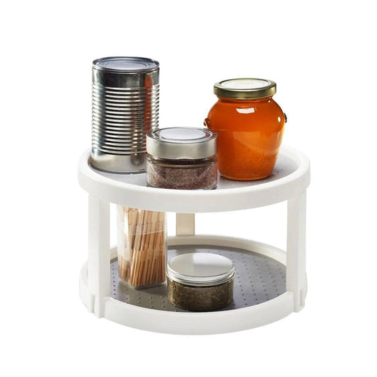 Rotating double-layer desktop storage rack
