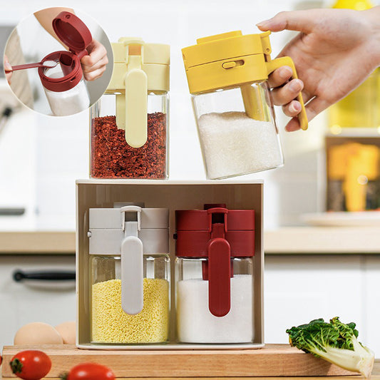 Seasoning Jars With Lids And Measuring Spoon